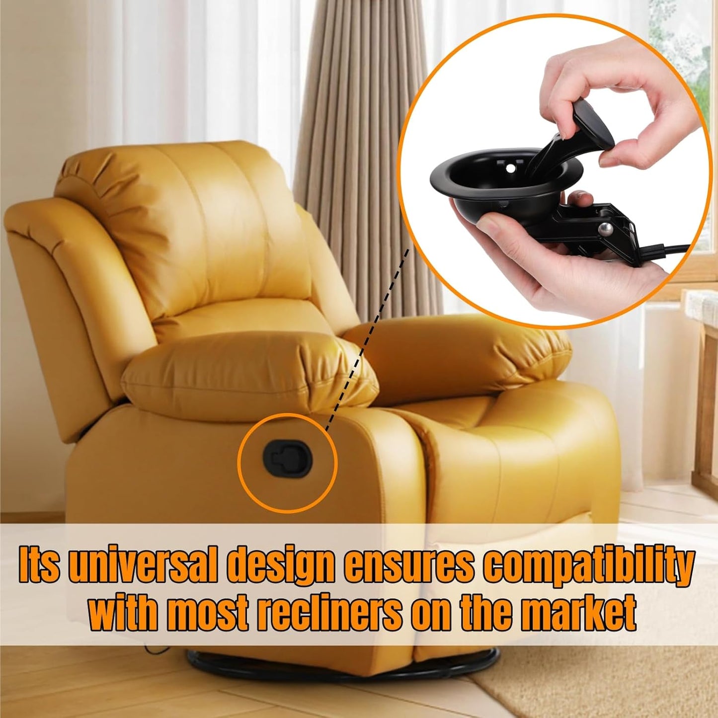 2 Sets of Metal Recliner Release Pull Handle, Universal Heavy Duty Sofa Release Lever Pull Handle with Cable, Recliners Repair Replacement Parts Fits Most Furniture Recliner Couch Sofa Chair