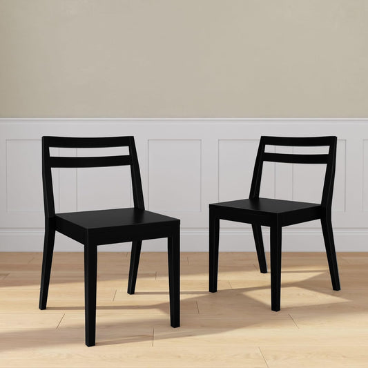 Grain & Grove Davie Dining Room Chairs Set of 2, Solid Wood Modern Kitchen Chair for Living Room, Kitchen, Black
