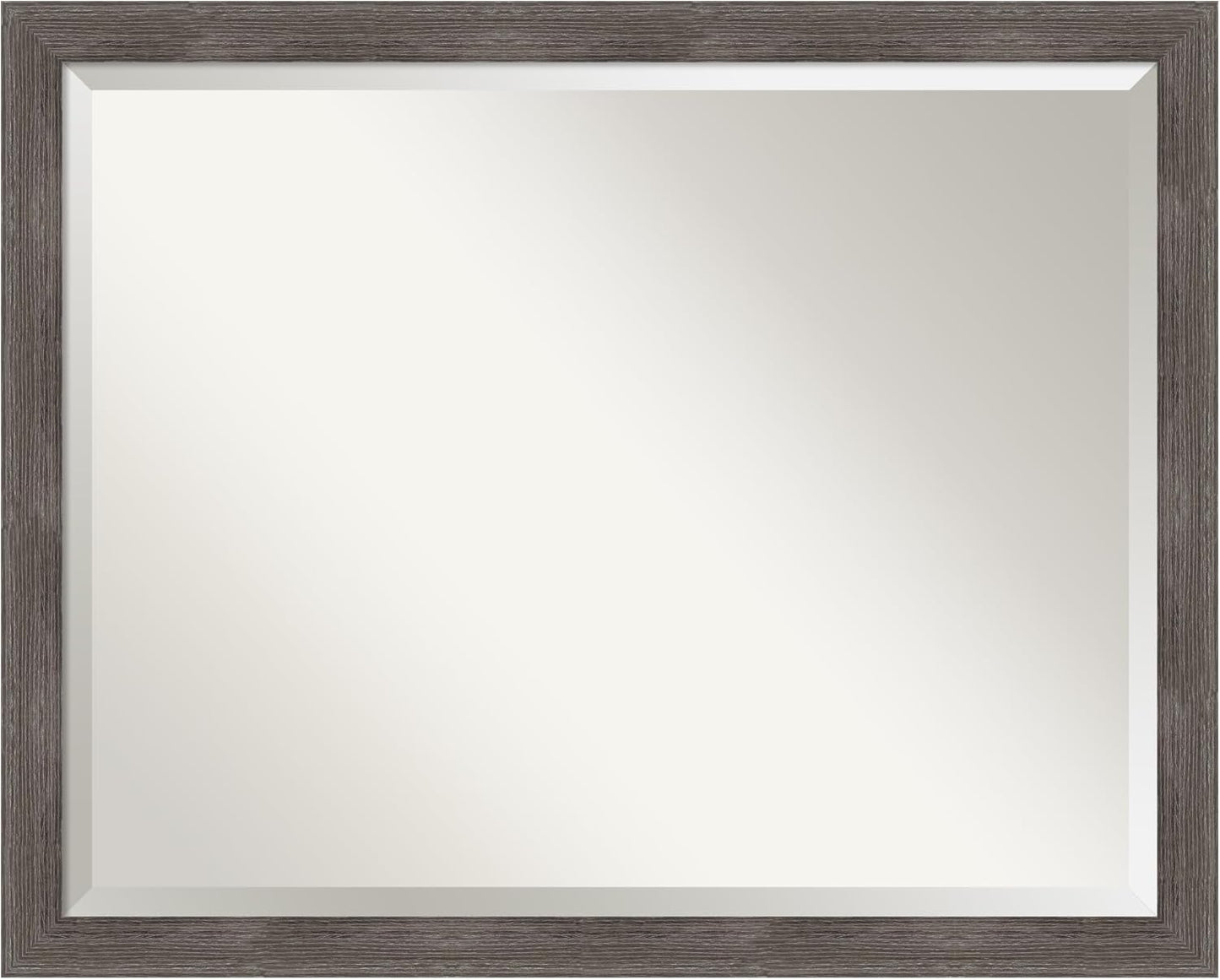 Amanti Art Grey Wall Mirror 25x31 Pinstripe Lead Grey Rectangle Bathroom Mirror for Wall Decor Living Room, Large Modern Wood Frame, Hangs Horizonally and Vertically, Bathroom Decor, Beveled Edge