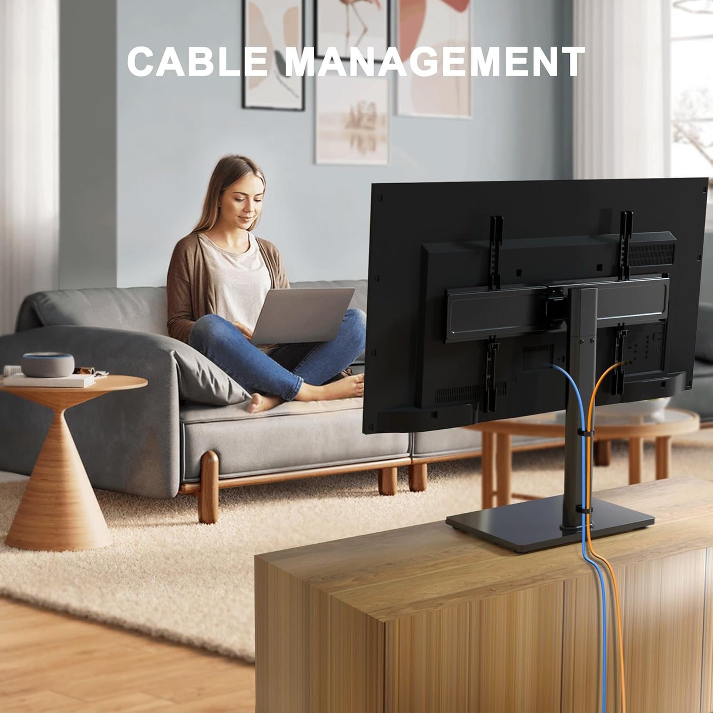 Universal Swivel TV Stand Base Table Top TV Stand for 32-75 Inch TVs 60 Degree Swivel, 12 Height Adjustable Monitor Mount Stand, Max VESA 600x400mm,Holds up to 99lbs TS204