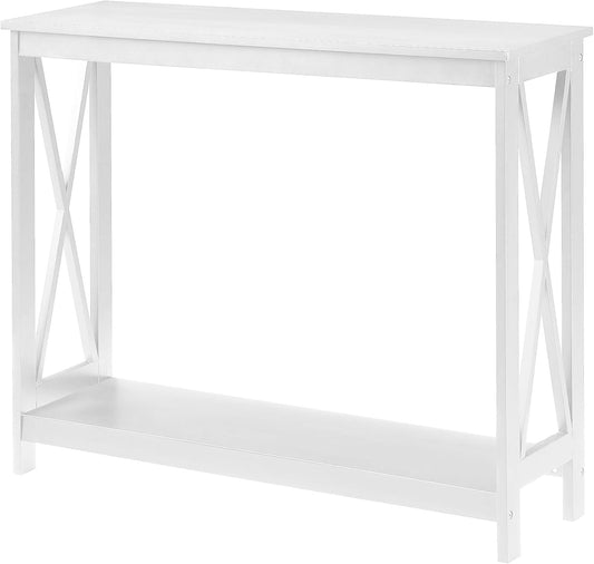 Convenience Concepts Oxford Console Table 39.5" - Sofa Table with Storage Shelf, Transitional Entryway Hall Table for Living Room and Bedroom, Display Foyer Table, White