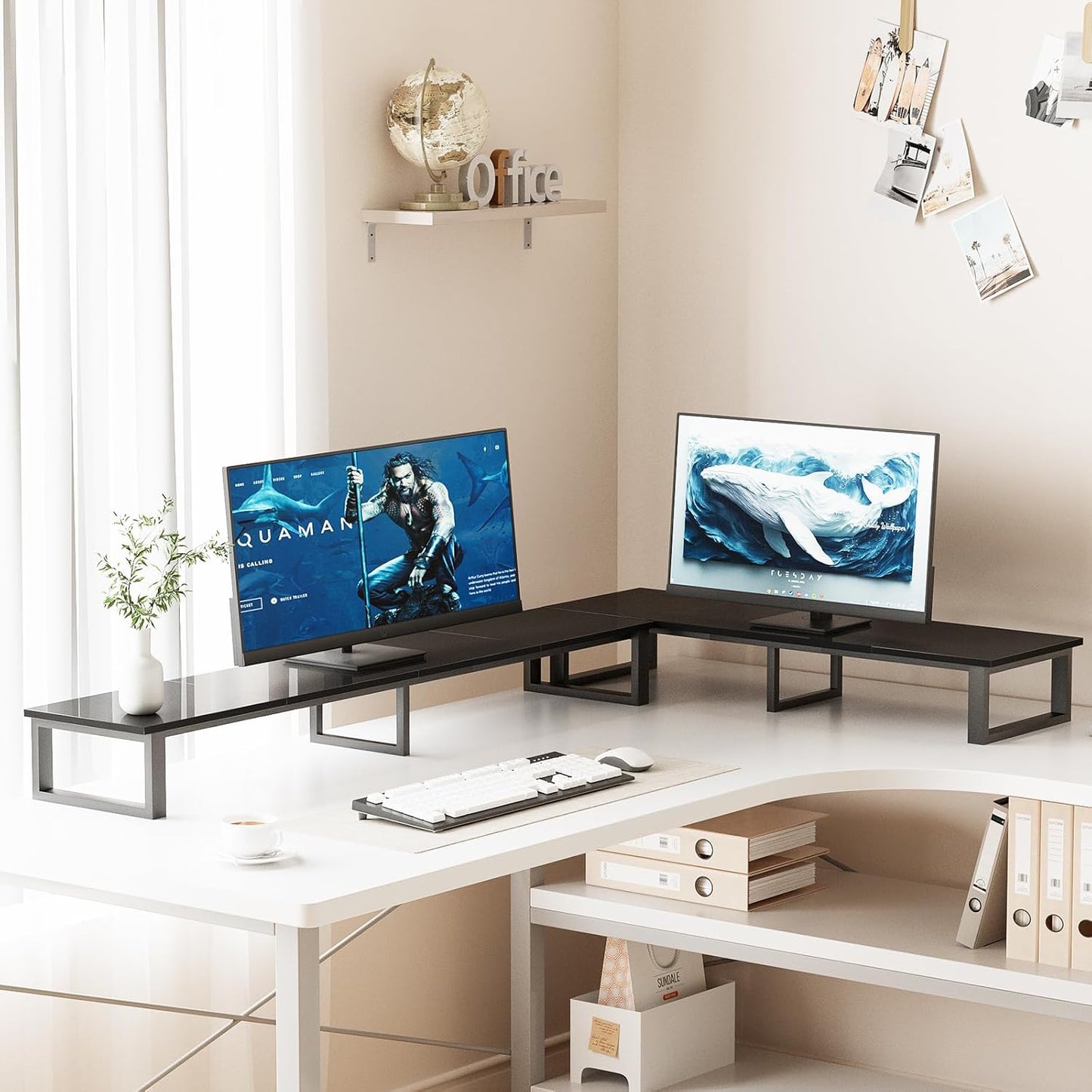 aboxoo 47" TV Riser for 32-60 inch TV, TV Riser Stand Shelf, Tabletop TV Stand Riser, Computer Monitor Table for Home Living Room, Study Office (Black)