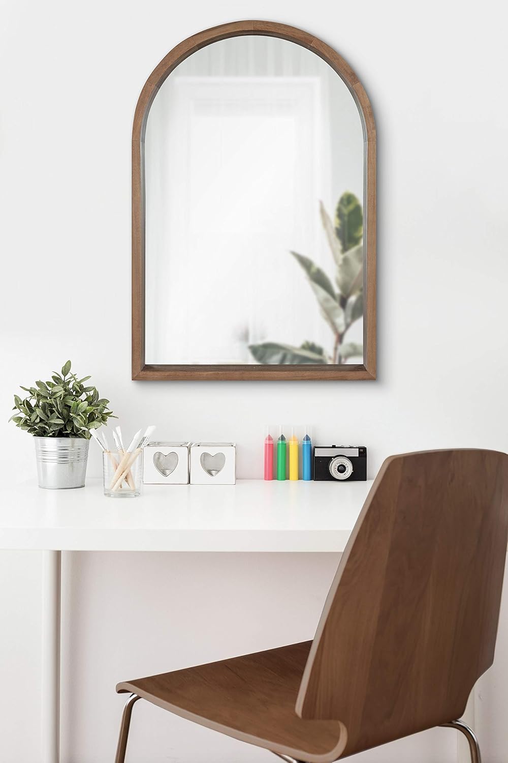 Kate and Laurel Hutton Rustic Arch Mirror, 20 x 30, Natural Rustic, Farmhouse Accent Mirror for Wall