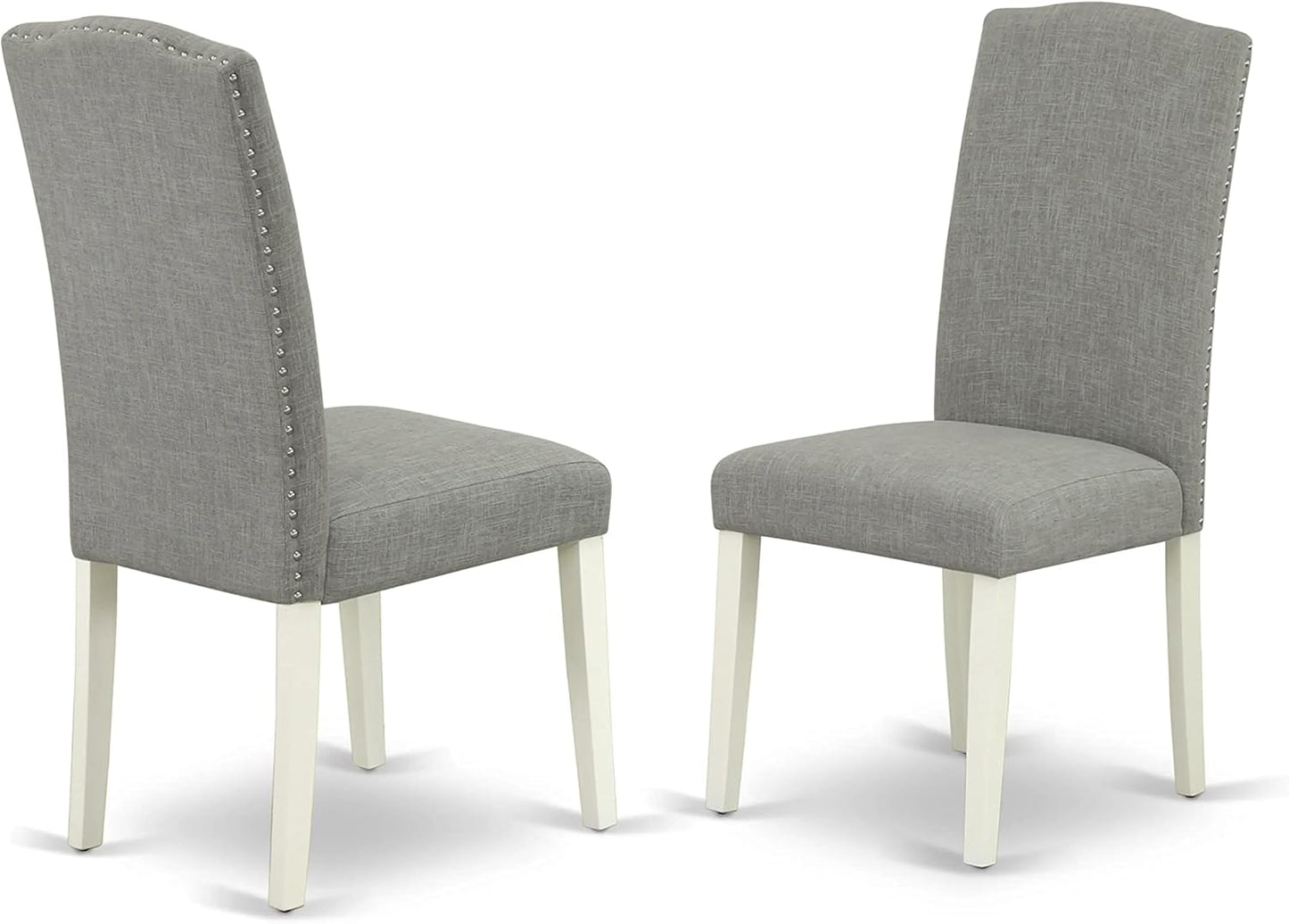 East West Furniture X077EN206-7 7 Piece Modern Dining Table Set Consist of a Rectangle Wooden Table with X-Legs and 6 Dark Shitake Linen Fabric Upholstered Chairs, 40x72 Inch, Multi-Color