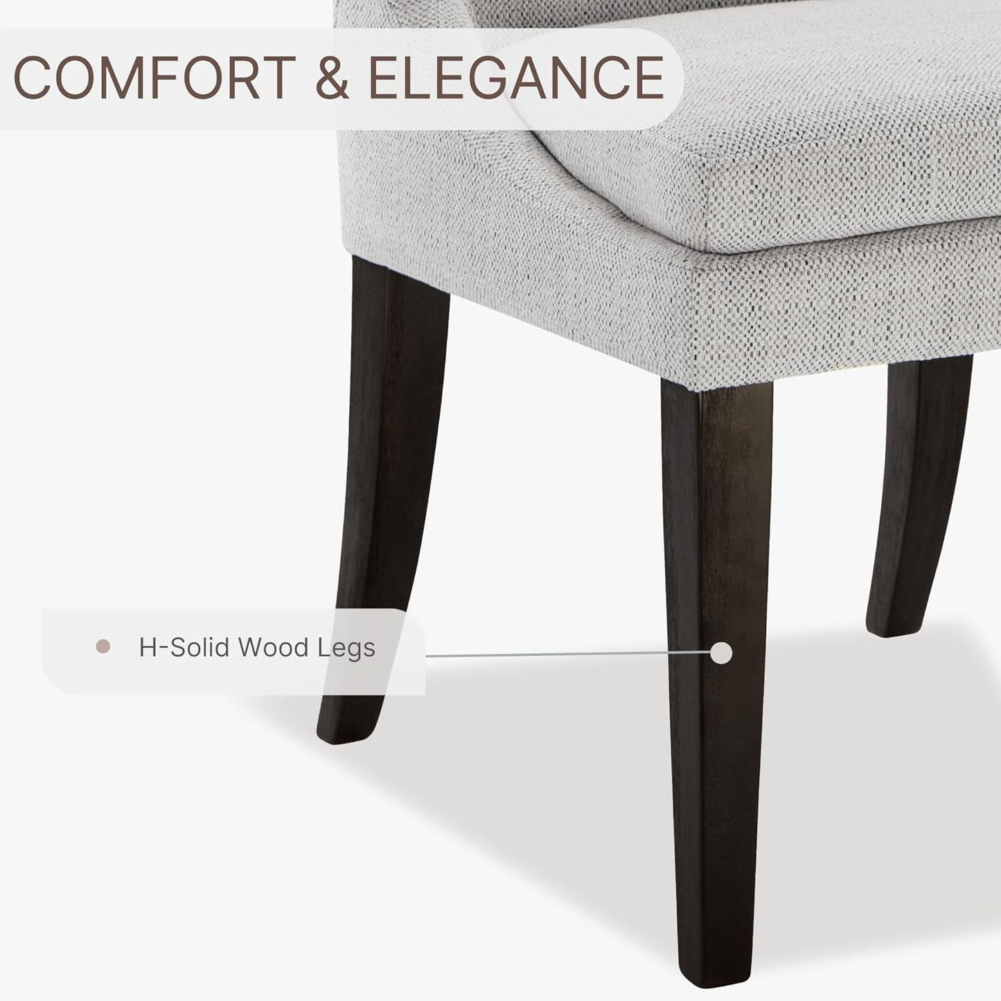 Upholstered Dining Chairs Modern Sidechair Performance Fabric High Back Armlesschair for Diningroom Kitchen,Linen,Set of 2(1 Box)