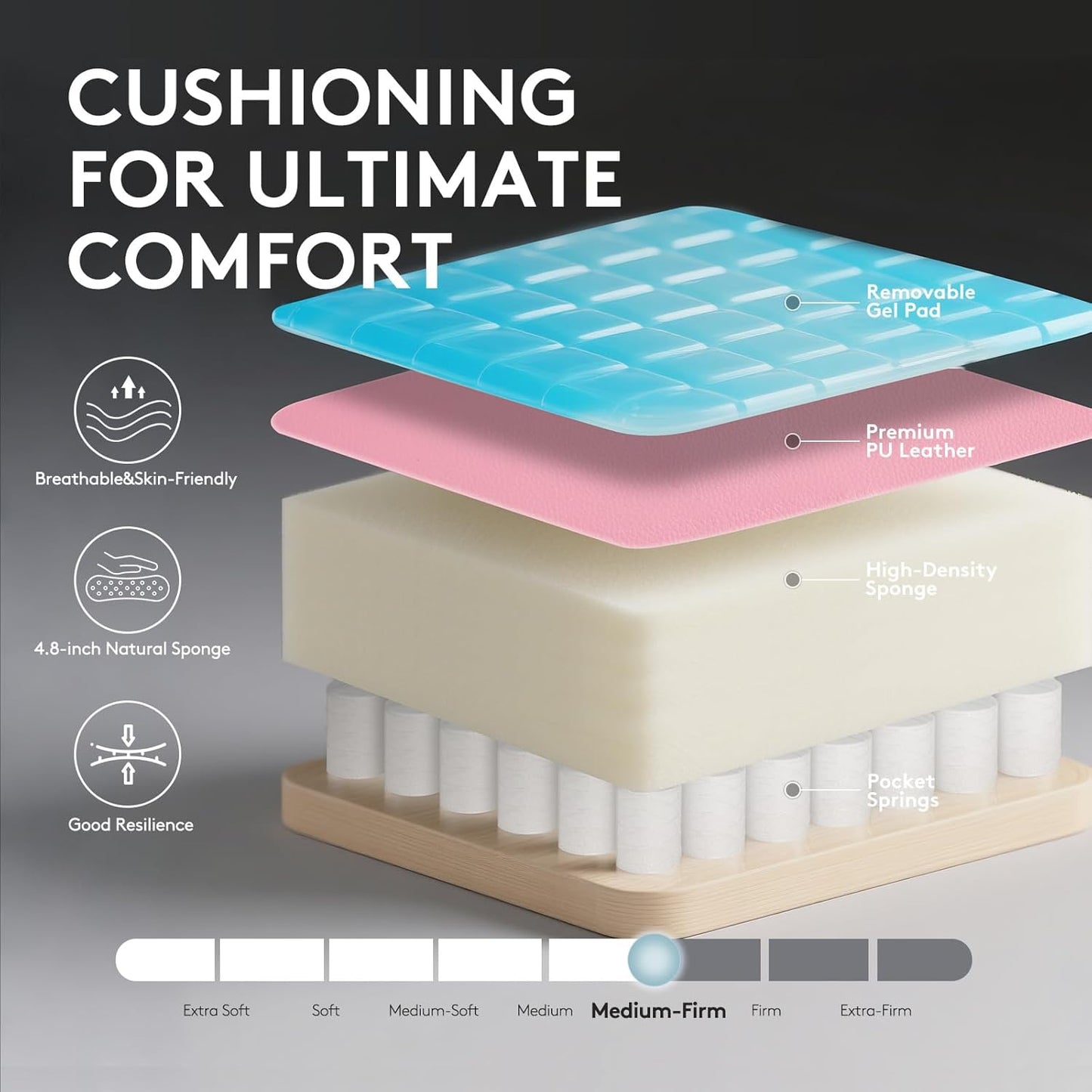 Gaming Chair,Computer Office Chair with Footrest,Massage Lumbar Support and Gel Pad,Ergonomic Reclining Leather Gamer Chair with Headrest,Adjustable Armrests and Spring Cushion Pink