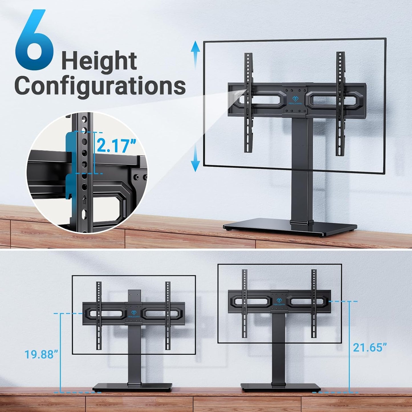 PERLESMITH Universal Swivel TV Stand Mount for 37-80 Inch LCD OLED Flat/Curved Screen TVs-Height Adjustable Table Top TV Stand/Base with Wire Management,VESA 600x400mm up to 99lbs,PSTVS35