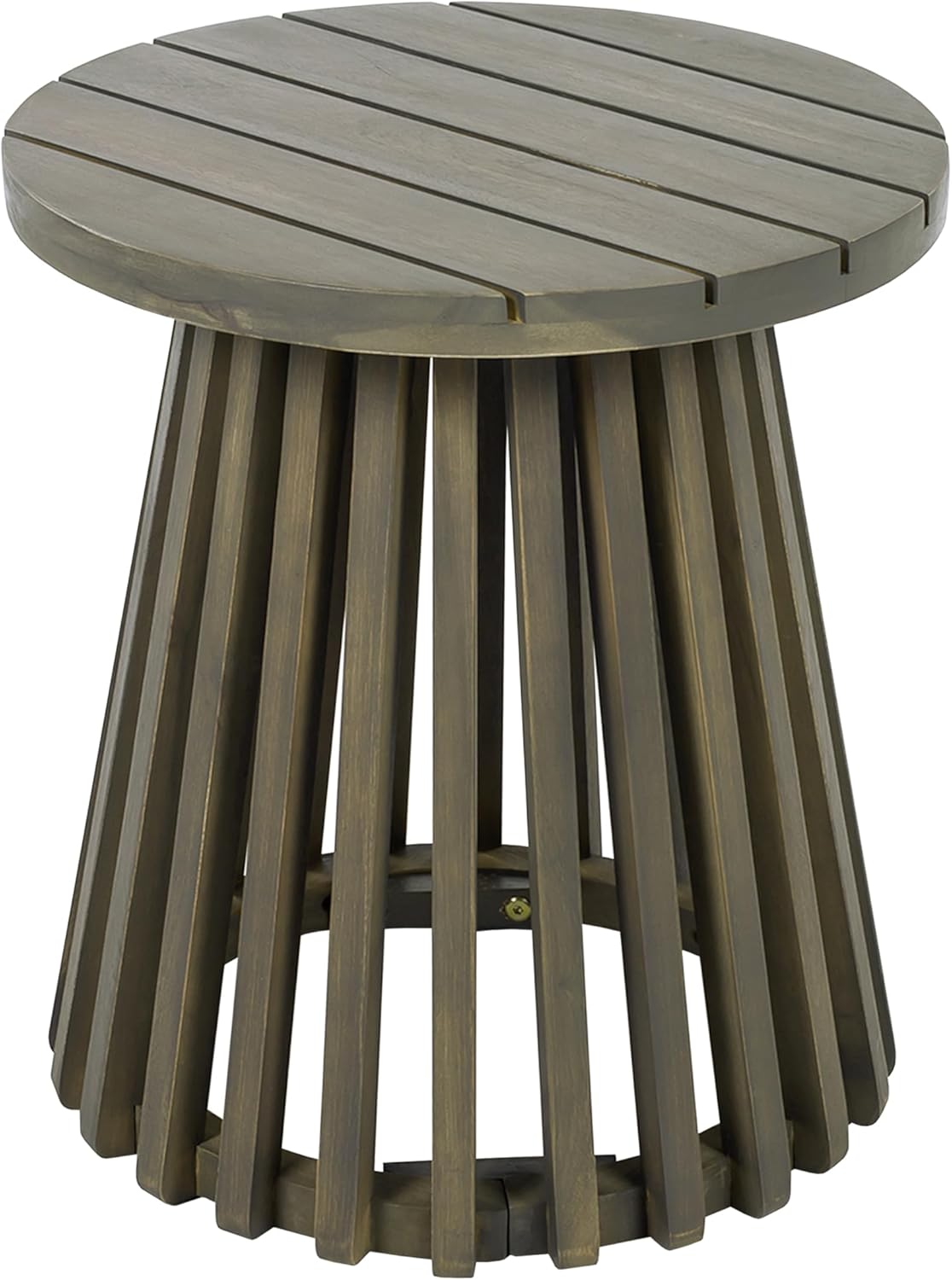 Christopher Knight Home Taki Acacia Wood Patio Coffee Table, Round Table with Unique Wooden Base for Backyard, Stylish Indoor/Outdoor Table, Easy Assembly, Space Saving Outdoor Furniture, Grey