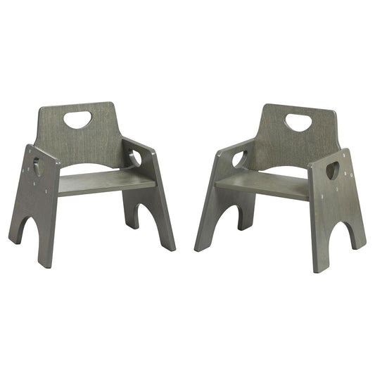 ECR4Kids Stackable Wooden Toddler Chair, 8in, Kids Furniture, Grey Wash, 2-Pack