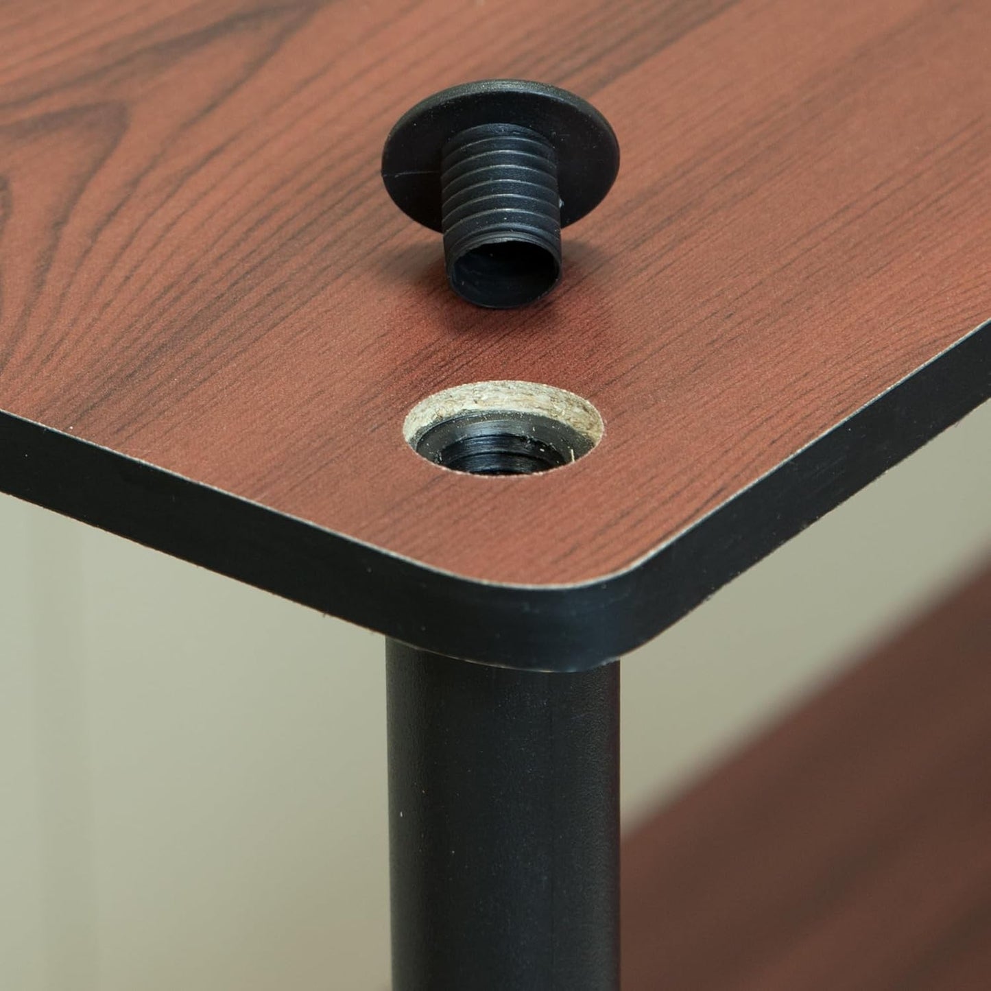 Furinno Turn-N-Tube 3-Tier Compact Multipurpose Shelf Display Rack, Dark Cherry