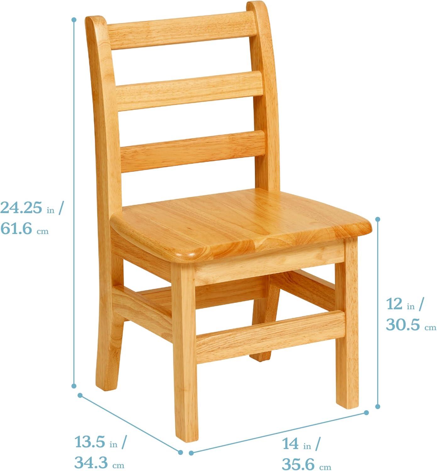 ECR4Kids 24in x 24in Hardwood Table and Chair Set, 12in Seat Height, Kids Furniture, Honey
