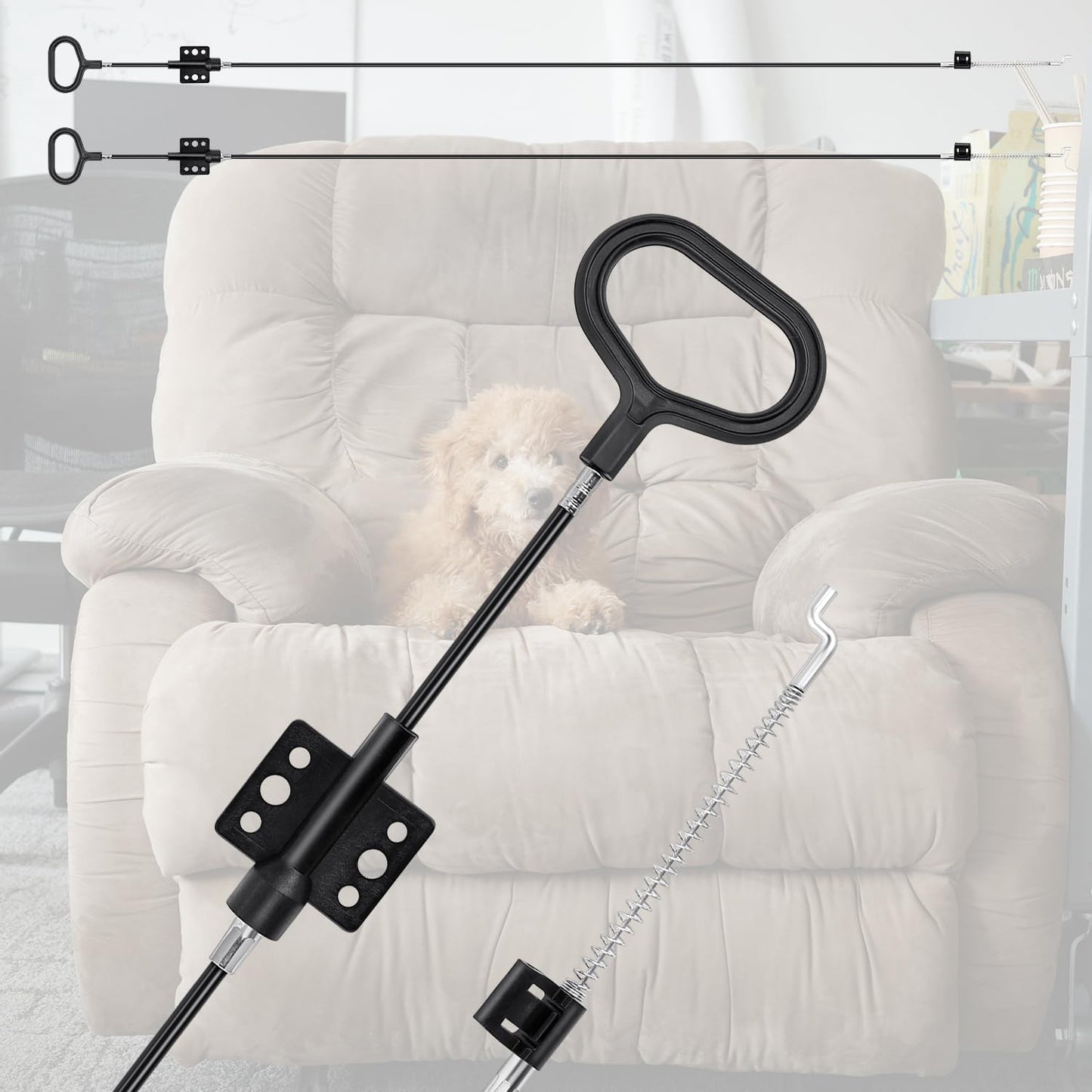 yuntop Sofa Recliner Cables Sofa and Reclined Chair Replacement Part D Ring Couch Recliner Pull Handle with S Tip for Cable Total Length 36.5 Inch Exposed Length 5Inch (2 Pack Black)