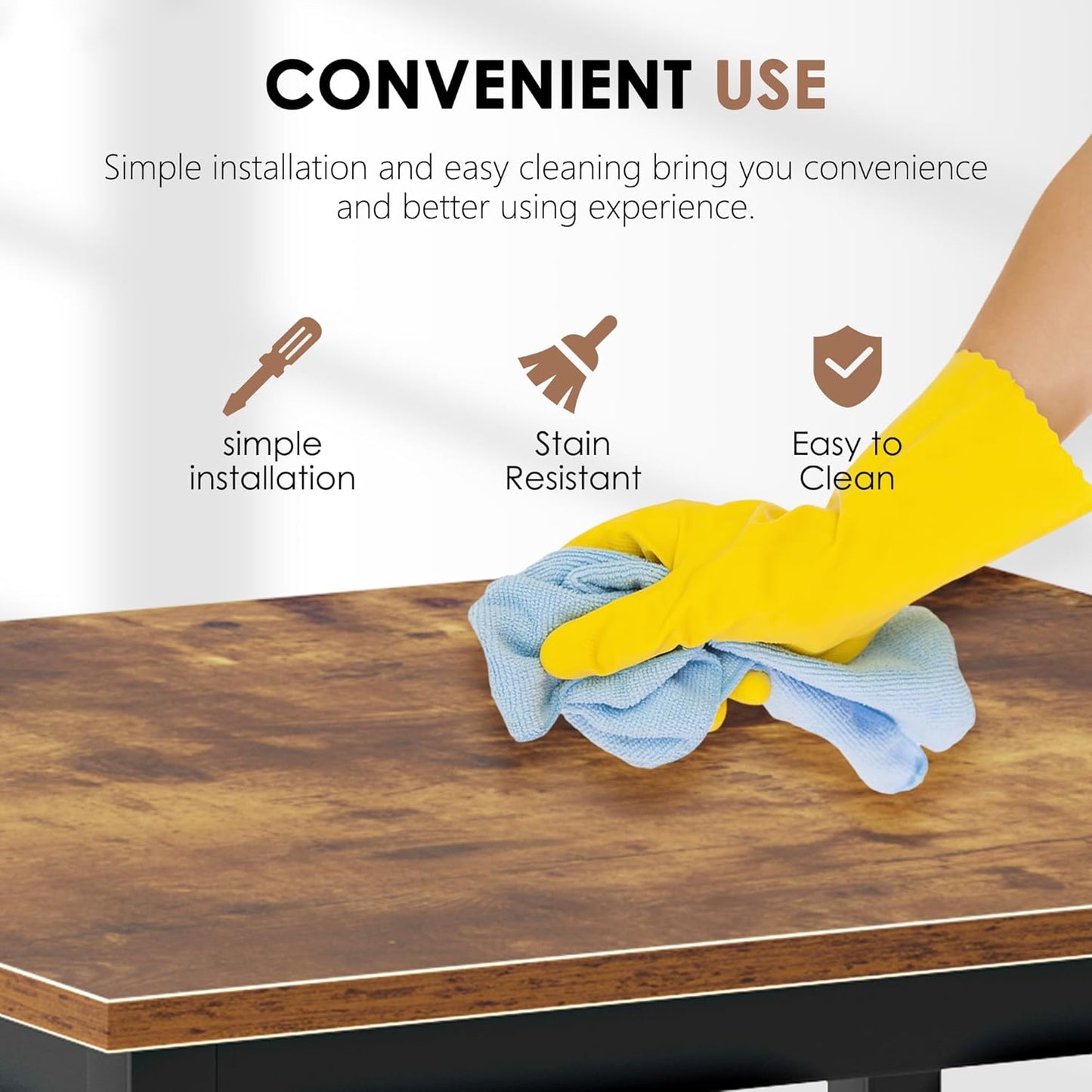 Need Small Square Dining Table- 31-1/2'' Sturdy and Heavy Duty Writing Desk for Small Spaces and Writing Table Desk Breakroom Table, Rustic Brown