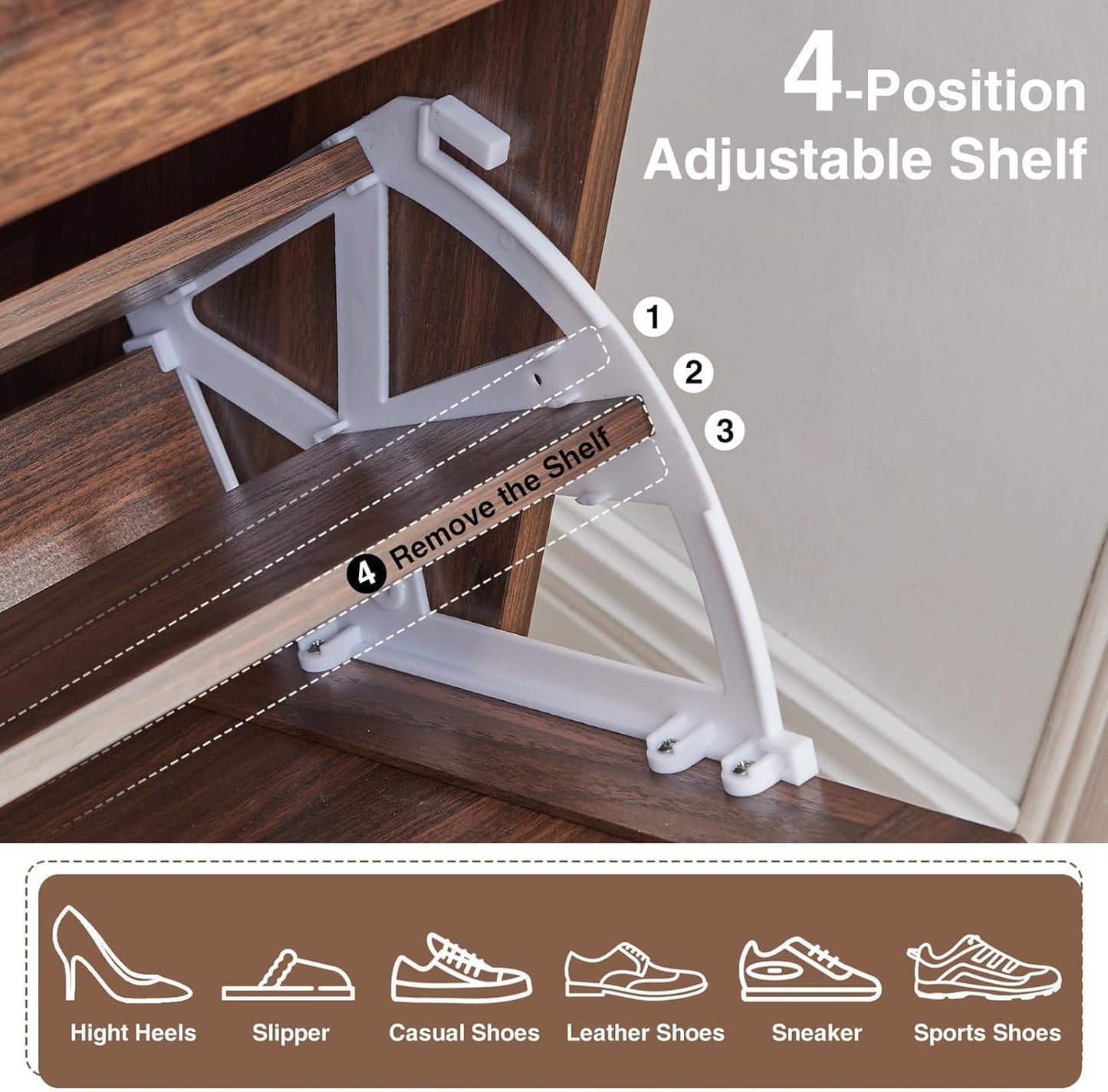 Shoe Storage Cabinet,Farmhouse Shoe Organizer with 4 Flip Drawers & Barn Door Design,Freestanding Hidden Slim Narrow Shoe Rack Cabinet for Entryway,Foyer,Hallway,Walnut