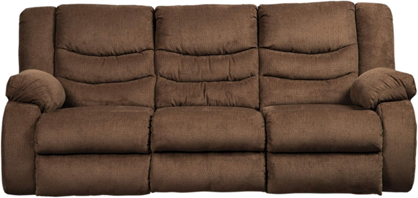 Signature Design by Ashley Tulen Upholstered Manual Pull-Tab Reclining Sofa, Dark Brown