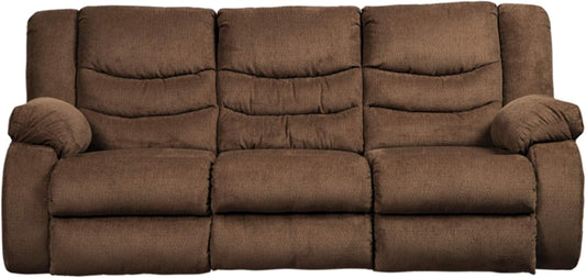 Signature Design by Ashley Tulen Upholstered Manual Pull-Tab Reclining Sofa, Dark Brown