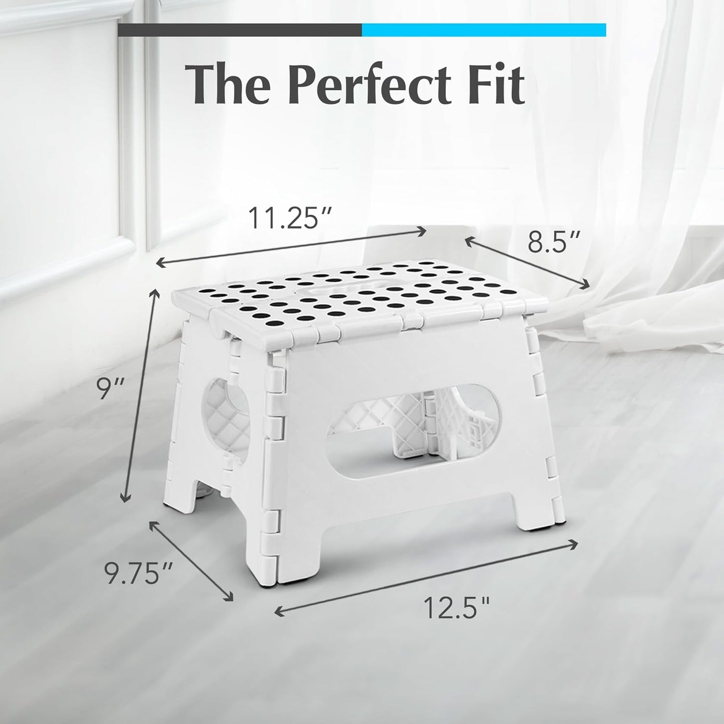 Handy Laundry Folding Lightweight Step Stool - Sturdy Enough to Support Adults and Safe Enough for Kids - Opens Easy with One Flip - Great for Kitchen, Bathroom or Bedroom (White | 2-Pack)