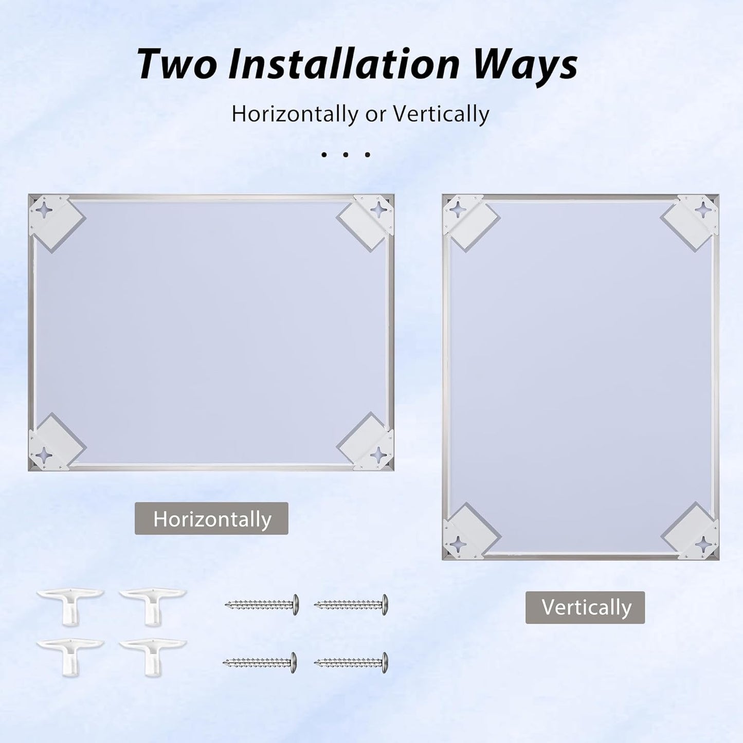 24x30 Inch Nickel Bathroom Mirror for Wall, Aluminum Frame Rectangle Rectangular Vanity Mirror, Modern Large for Bedroom, Living Room, Horizontal or Vertical