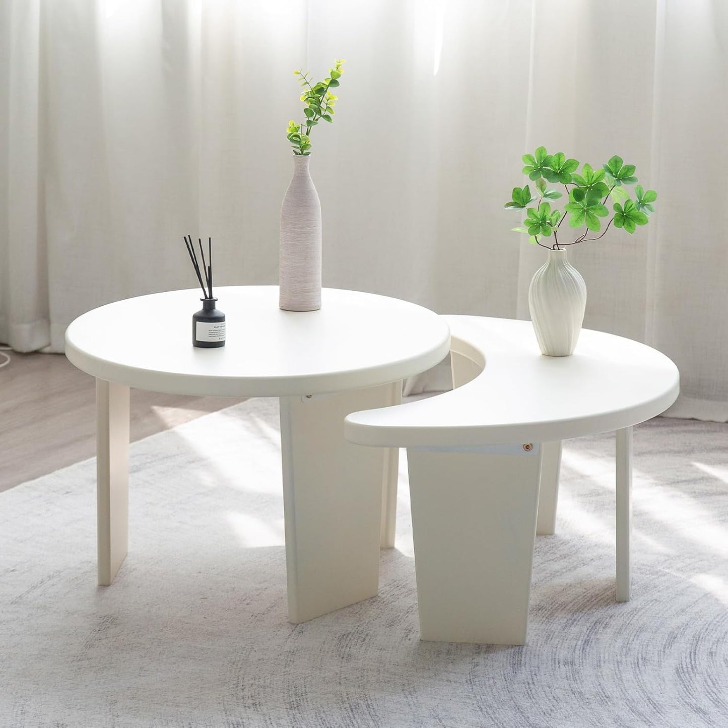 Coffee Table Set of 2, Modern Nesting Tables for Living Room, Accent Table