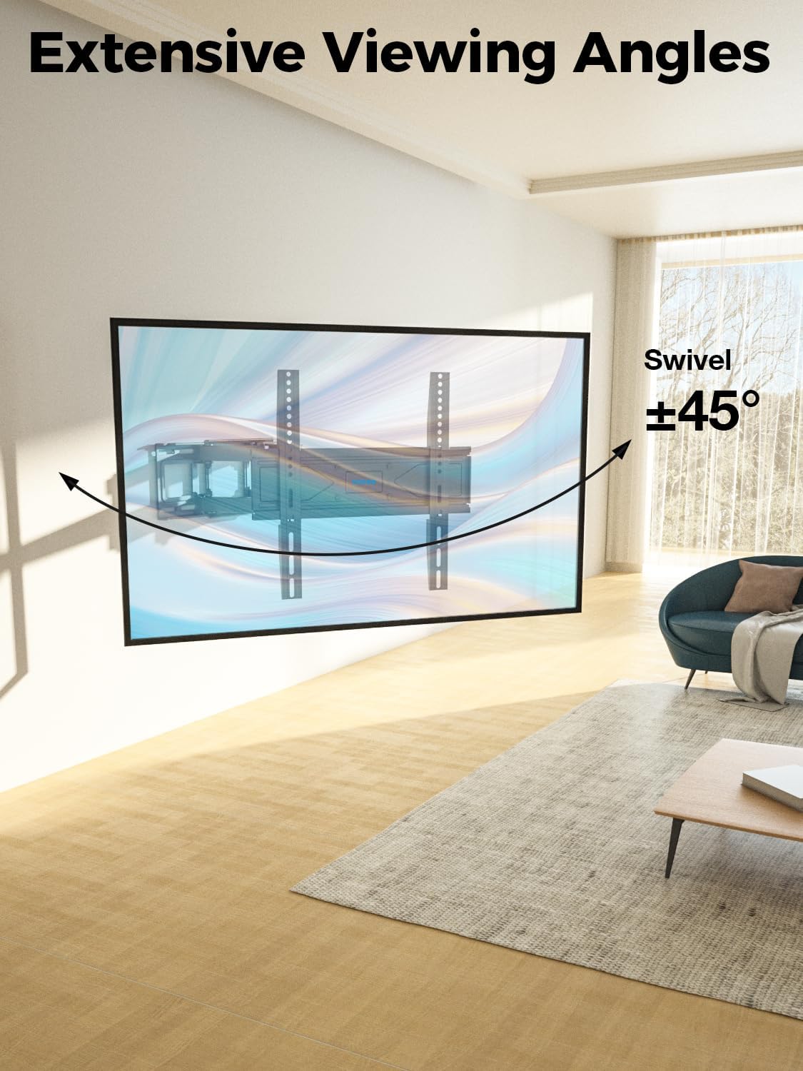 UL Listed Full Motion TV Wall Mount for Most 32-70 inch TVs, Wall Mount TV Bracket for 40 50 55 65 inch tv with Smooth Swivel, Tilt, Extension, Level-Has Hardware & Drill Template