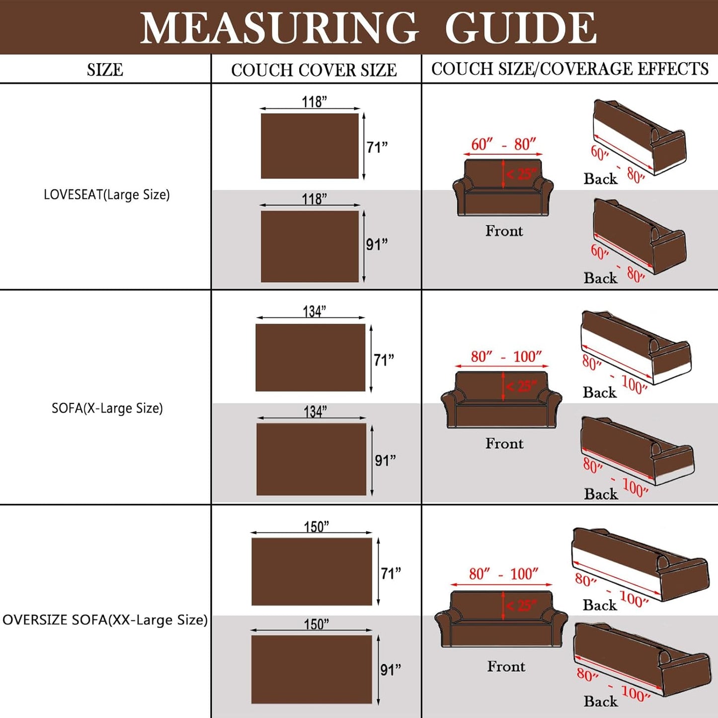 HANDONTIME Boho Style Sofa Cover with Tassels, Washable & Non-Slip Couch Cover for 3 Cushion Sofa, Herringbone Pattern Pet-Friendly Sofa Slipcover, Chocolate Color, 91"x150", Living Room Decor