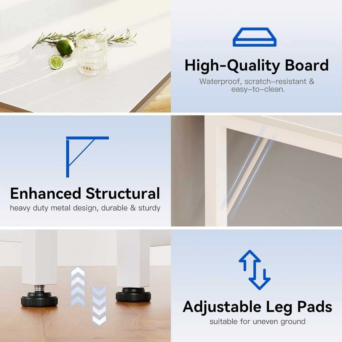 Casaottima 40" Small Computer Home Office Desk for Bedroom with Fabric Drawers & File Cabinet, Cloth Storage Bag and Hook, Writing Study Work Table for Small Space, White