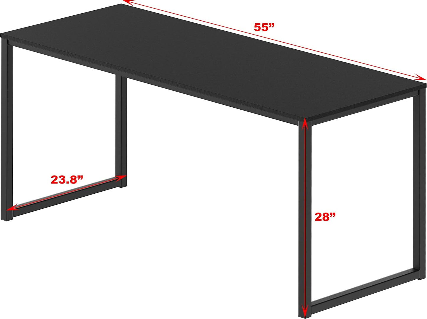 SHW Mission 55-Inch Home Office Computer Desk, Black