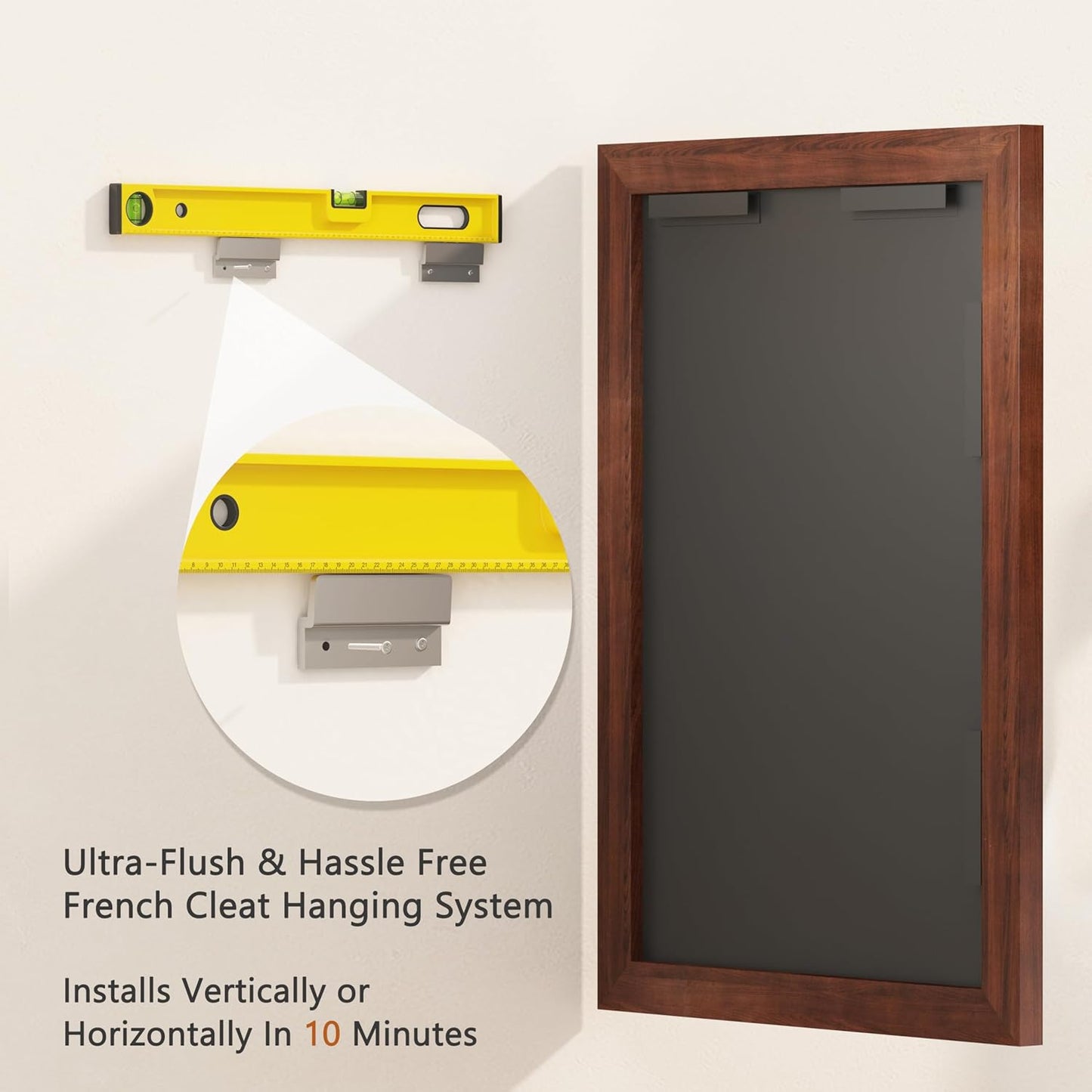 VocalStar Rustic Wood Framed Mirror 24 x 36 Inch, Natural Dark Brown Wooden Rectangle Bathroom Vanity Wall Mirror for Farmhouse Boho Decor, 1/4-inch Shatterproof Glass | Waterproof