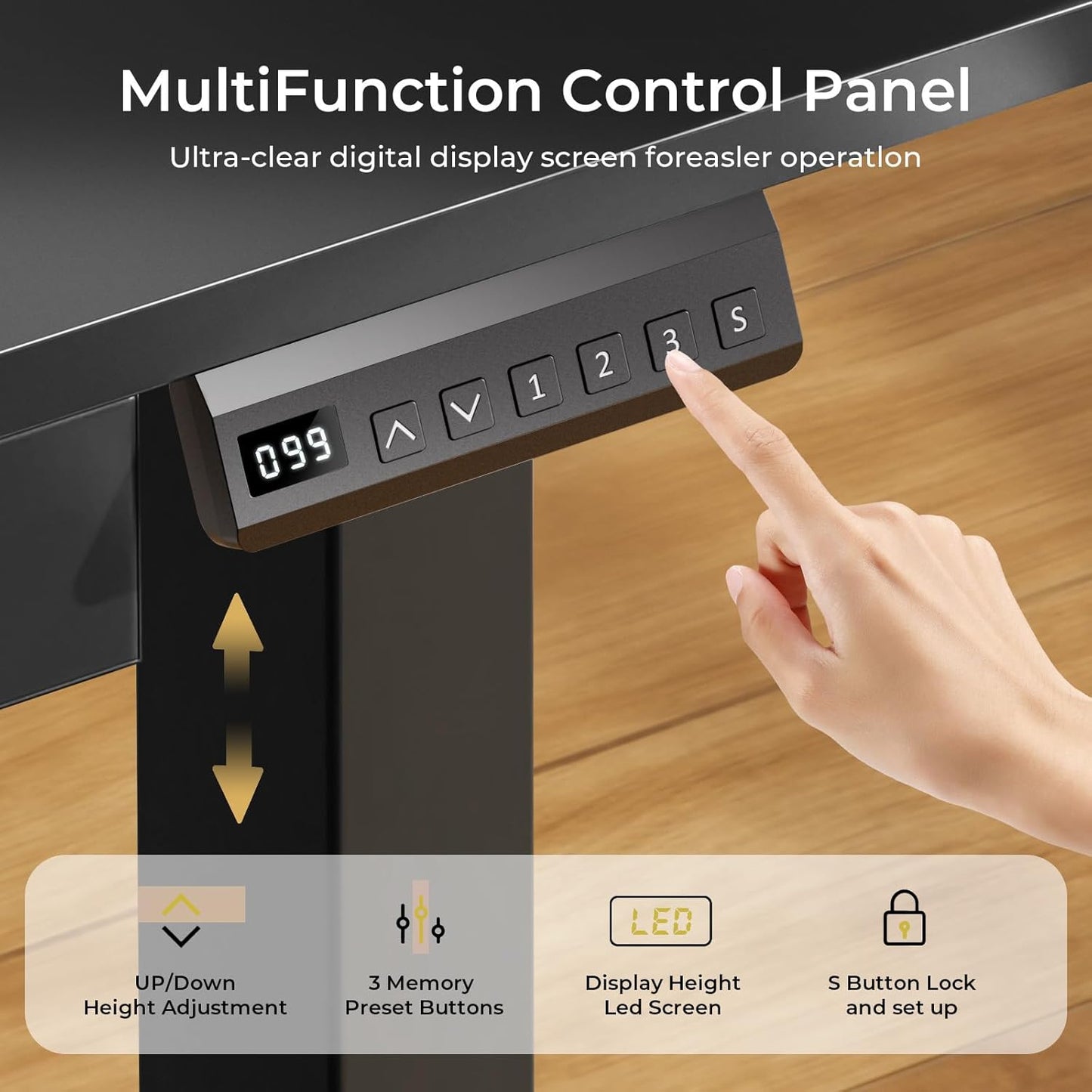 COMHOMA Electric Standing Desk with Drawers, 48 x 24'' Sit Stand up Desk with Monitor Stand, Laptop Stand, Height Adjustable Ergonomic Home Office Computer Desk with Memory Preset Controller (Black)