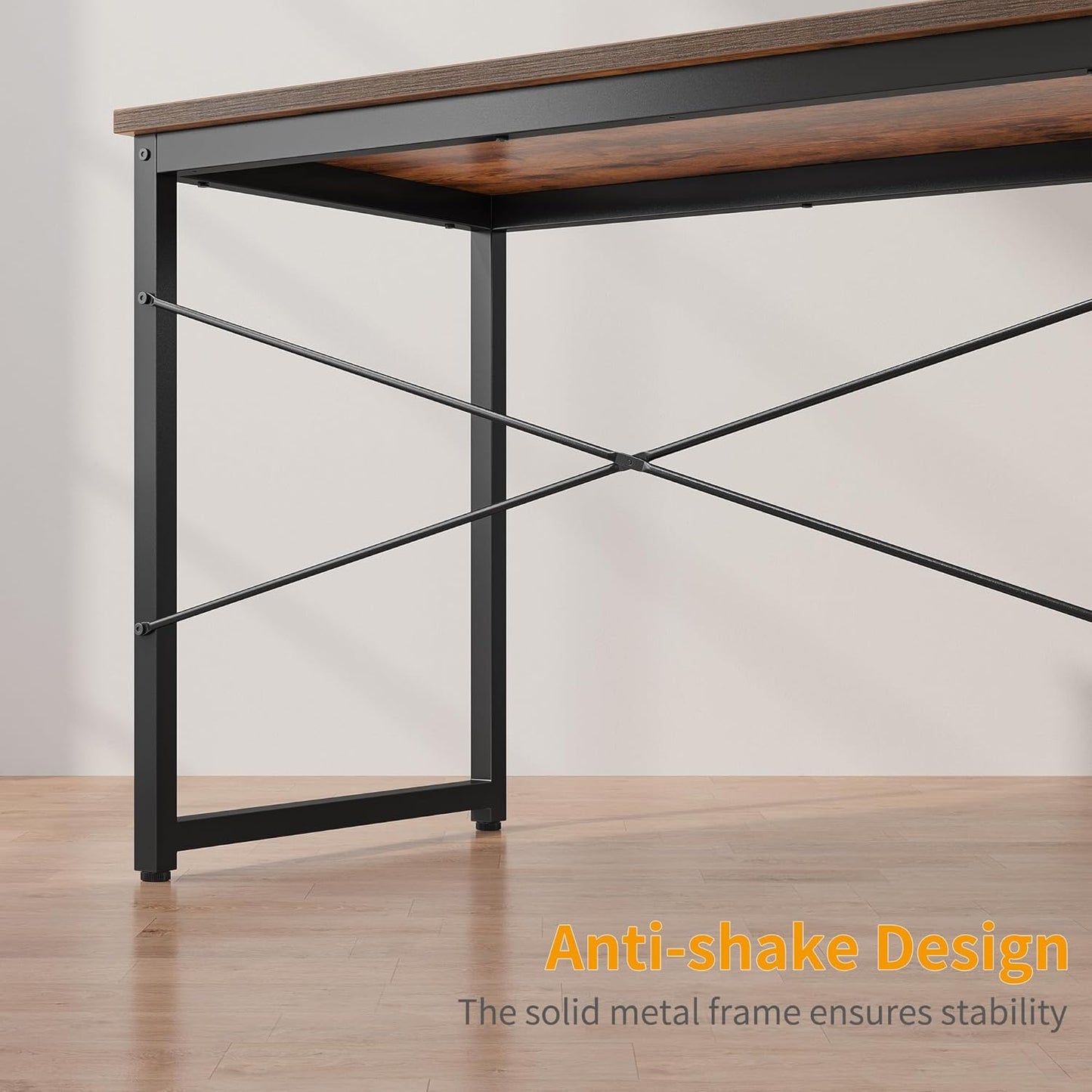 Cubiker Computer Desk 55 inch Home Office Writing Study Desk, Modern Simple Style Laptop Table with Storage Bag, Brown