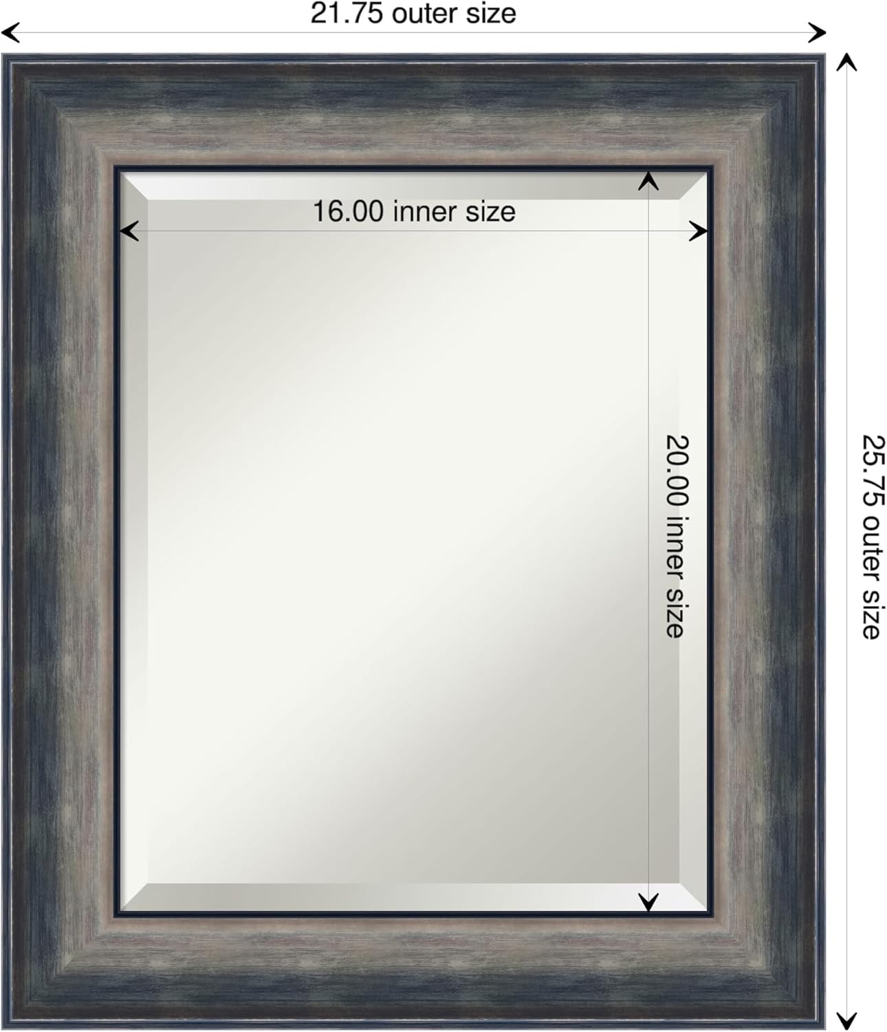Amanti Art Silver Bathroom Mirror for Over Sink, 26x22 Quicksilver Scoop Rectangle Vanity Mirror, Small Casual Wood Frame, Hangs Horizonally and Vertically, Bathroom Wall Decor, Beveled Edge