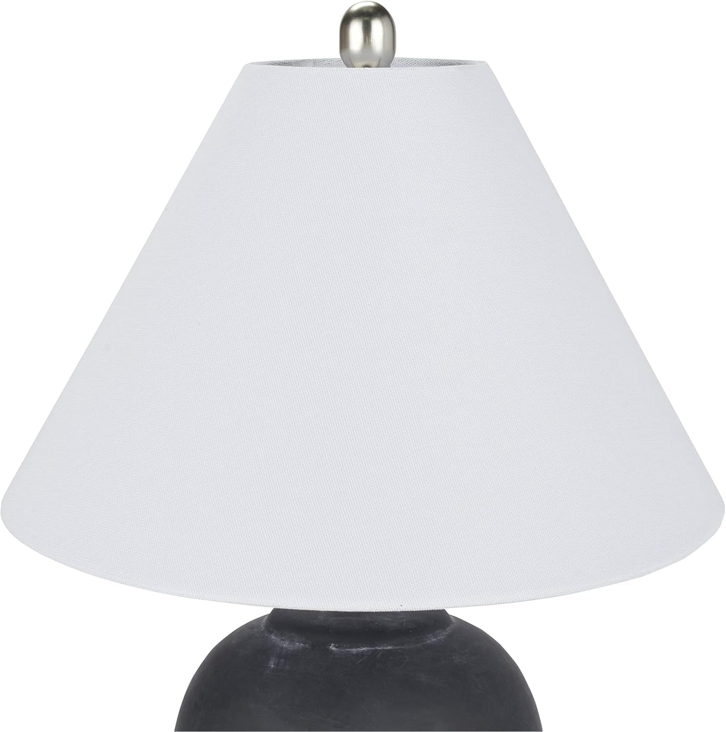 Nourison Home 23" Black Vintage Distressed Ceramic Pot Table Lamp for Bedroom, Living Room, End Table, with White Conical Empire Shade