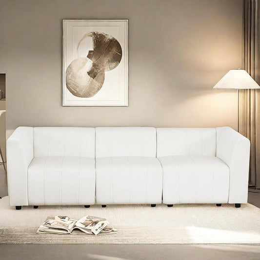 Sectional Couches Sofa for Living Room, 93″3 Seater Cloud Couch, Modern Comfy Modular Sectional Sofa with Deep Seats for Bedroom, Small Space, Brown