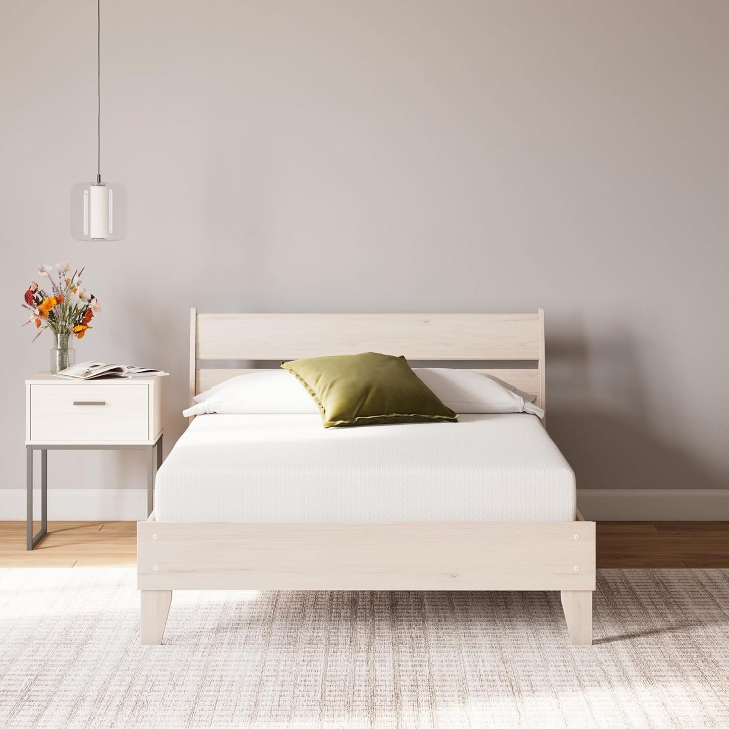 Signature Design by Ashley Full Size 8 Inch Medium Firm Charcoal Gel & Green Tea Infused Memory Foam Mattress for Pressure Relief, Fiberglass Free, Mattress In A Box