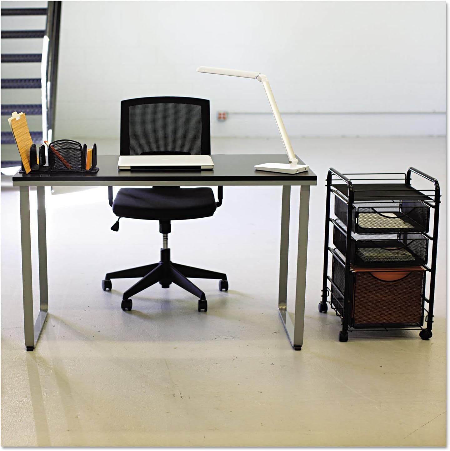 Safco Products 1943BLSL Home Office Table Computer Desk, Black and Silver