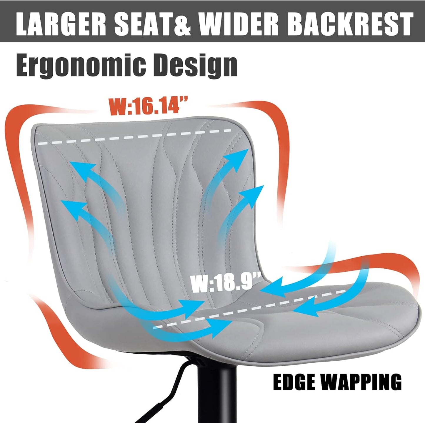 YOUNIKE 3 Grey Bar Stools Modern Swivel Counter Height Bar Chair with Back Adjustable Kitchen Island Faux Leather Padded Barstools taburetes de bar Breakfast sillas para barra de cocina 3PCS