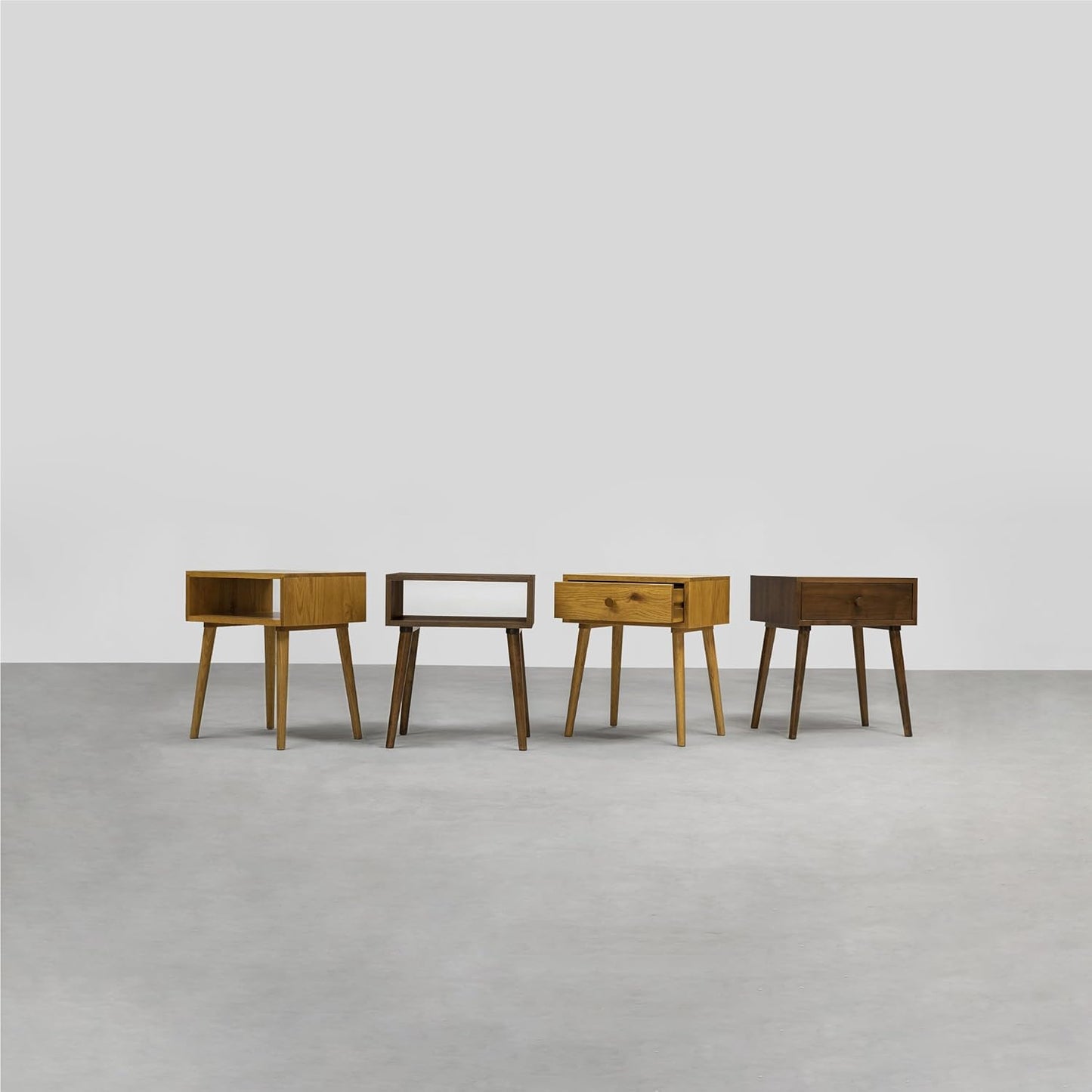 NTC Solid Oak Lux Nightstand with Drawer, Mid Century Modern Side Table Bedroom, Bedside Furniture, Night Stand, End Table, Easy Assembly - Rustic Oak