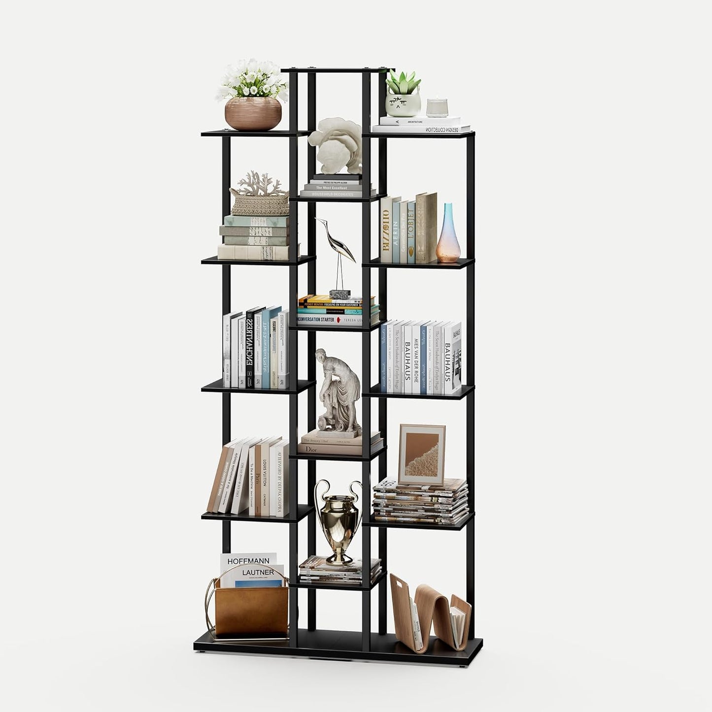 Bookshelf，Small Bookcase for Small Space，6-Tier Bookshelf for Living Room, Home Office, Study，7.87 x 26.77 x 55.5 Inches,Black