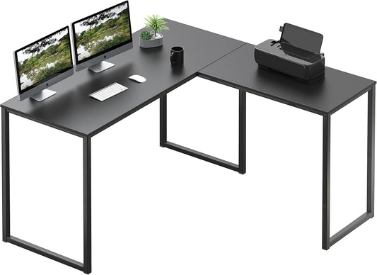 SHW Mission 48 x 48 Inches L-Shape Home Office Computer Desk, Black
