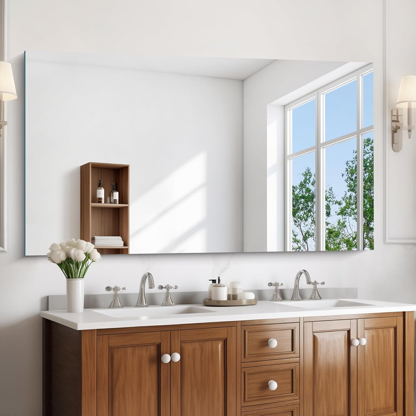 KOCUUY Large Frameless Mirror,55x30 Inch Rectangle Bathroom Vanity Mirror for Over Sink, Upgraded Shatterproof Unframed Design for Bedroom, Living Room, Entryway