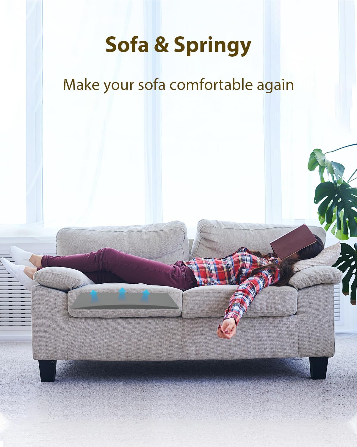 Couch Cushion Support, 20" x 20" Sofa Cushion Support for Sagging Seat, High Density Replacement Foam Insert for Sagging Couches, Loveseat, Furniture (Grey-1 pcs)