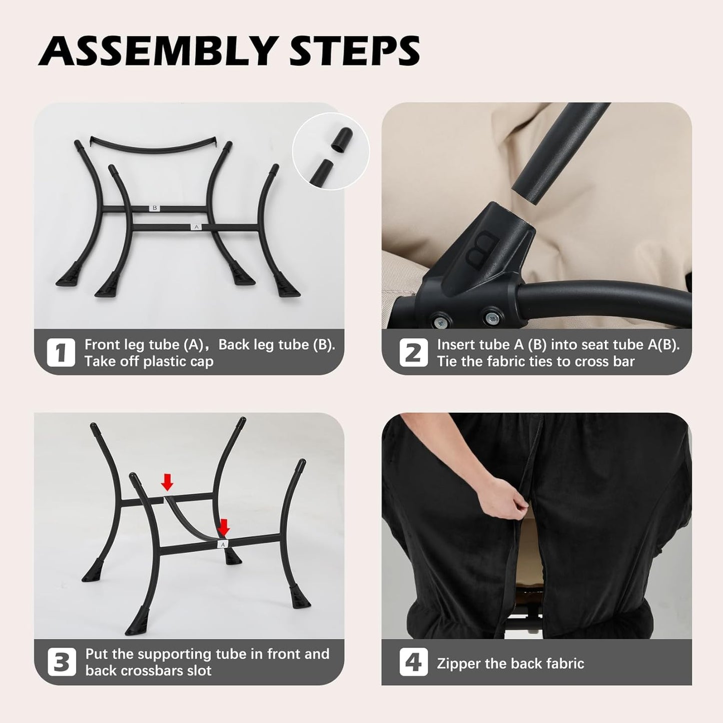 Lazy Chair with Folding Ottoman,Leisure Sofa Chair,Soft Fabric Armchair with Armrests and Side Pockets, Reading Chair with Footrest for Living Room, Bedroom, Office (Plush Black)