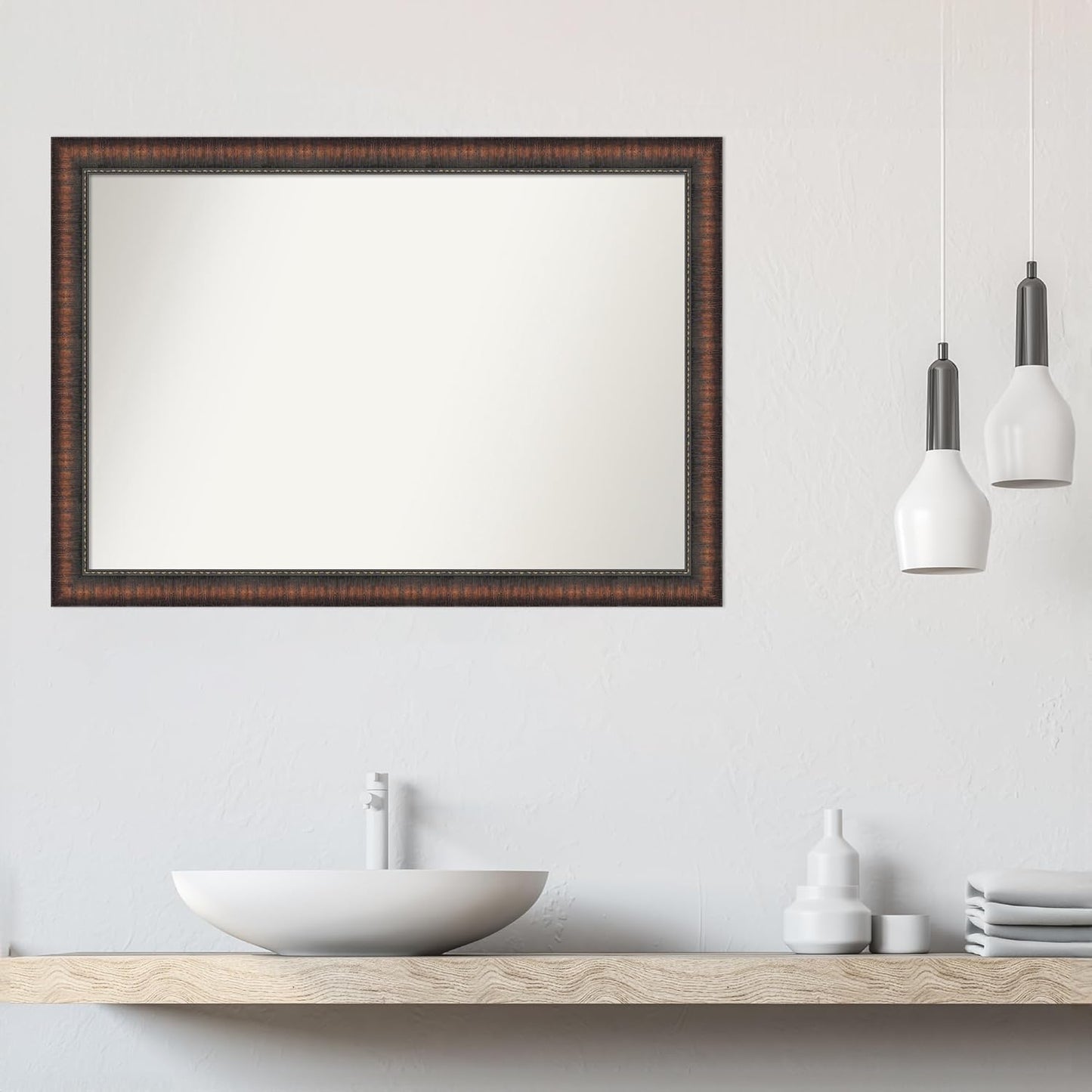 Amanti Art White Bathroom Mirror for Over Sink, 27x39 Cabinet White Narrow Rectangle Vanity Mirror, Large Modern Frame, Hangs Horizonally and Vertically, Bathroom Wall Decor, Non-Beveled Edge