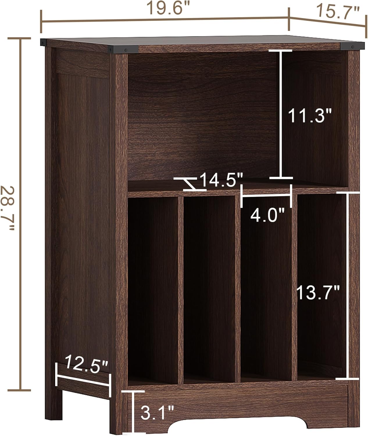 ChooChoo Record Player Stand, Vinyl Record Storage Cabinet, Turntable Stand Holds up to 160 Albums, Record Player Table Display Shelf for Living Room, Bedroom, Office, Walnut