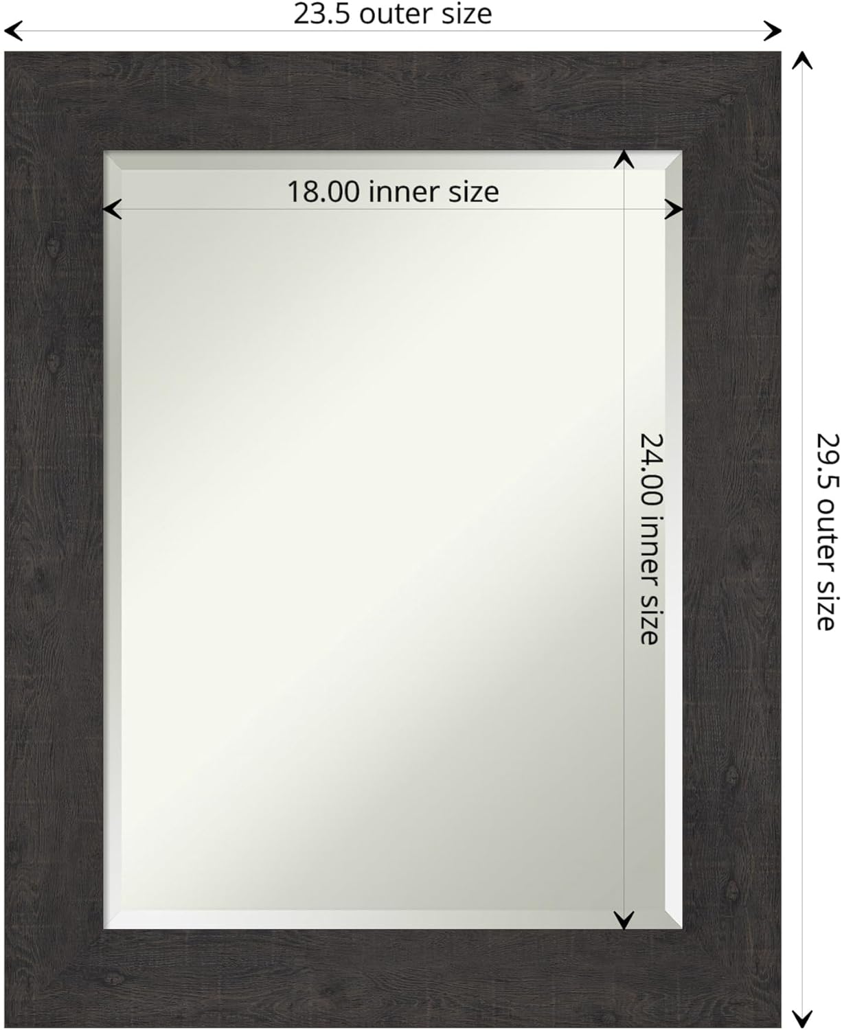 Amanti Art Brown Bathroom Mirror for Over Sink, 30x24 Rustic Plank Espresso Rectangle Vanity Mirror, Medium Rustic Farmhouse Frame, Hangs Horizonally and Vertically, Bathroom Wall Decor, Beveled Edge