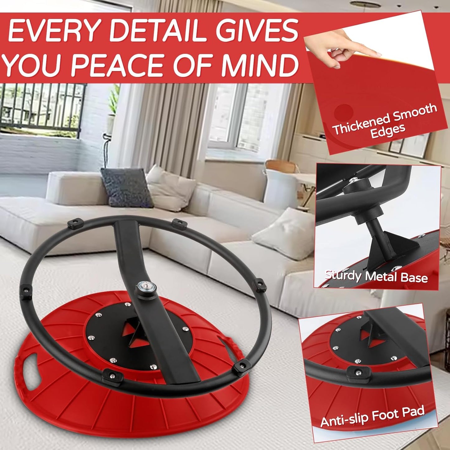 Sensory Spinning Chair for Kids, Sensory Swivel Chair with Handles for Autistic Kids, Training Body Coordination and Balance, Sit and Spin Toys for Autism Toddlers and ADHD Children, Red