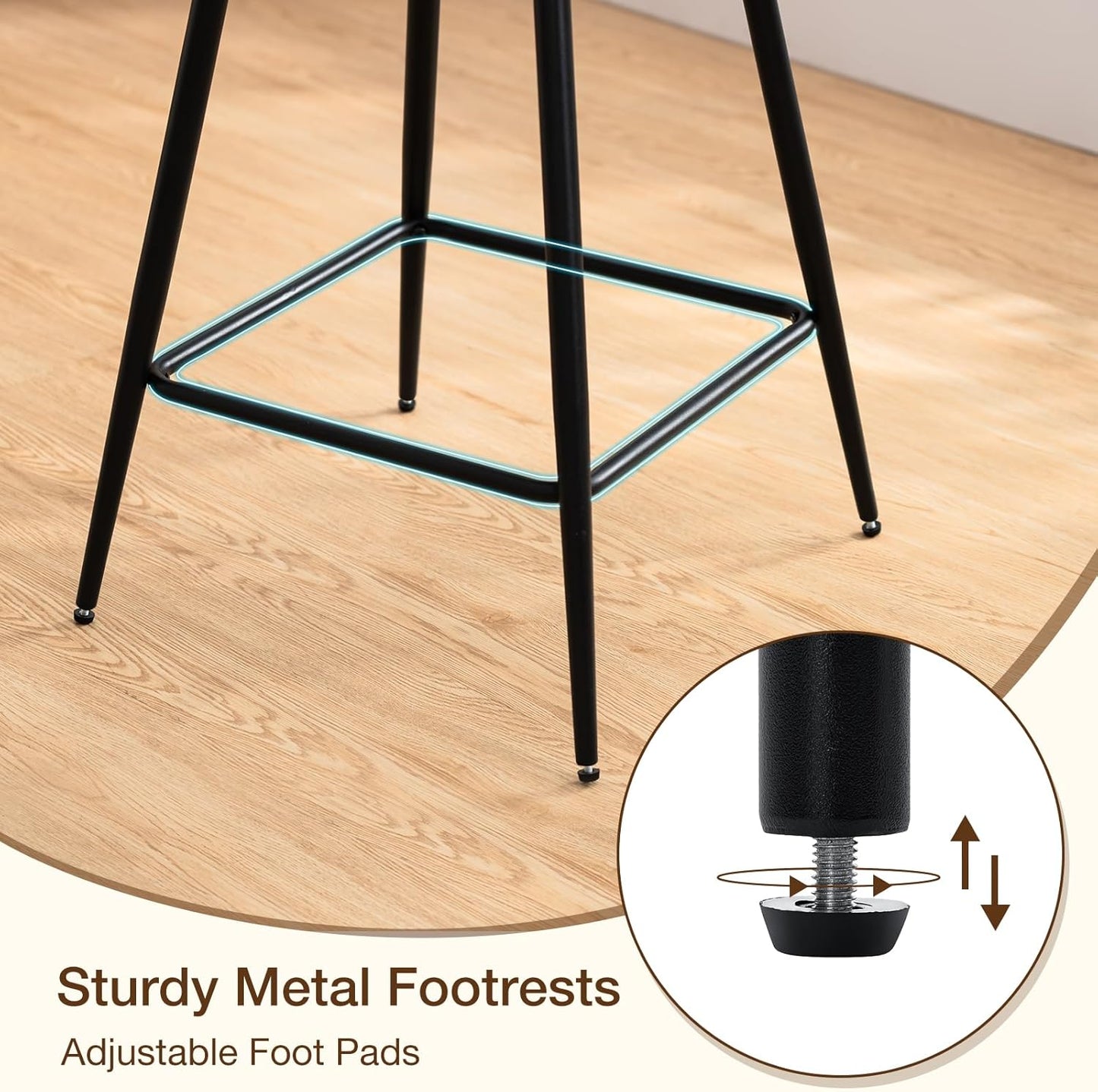 HOMMPA Swivel Bar Stools Set of 3 Counter Height Bar Stools Chiars 26'' Boucle Upholstered Modern Counter Barstools with Back Metal Legs Bar Chairs for Kitchen Counter Island Black