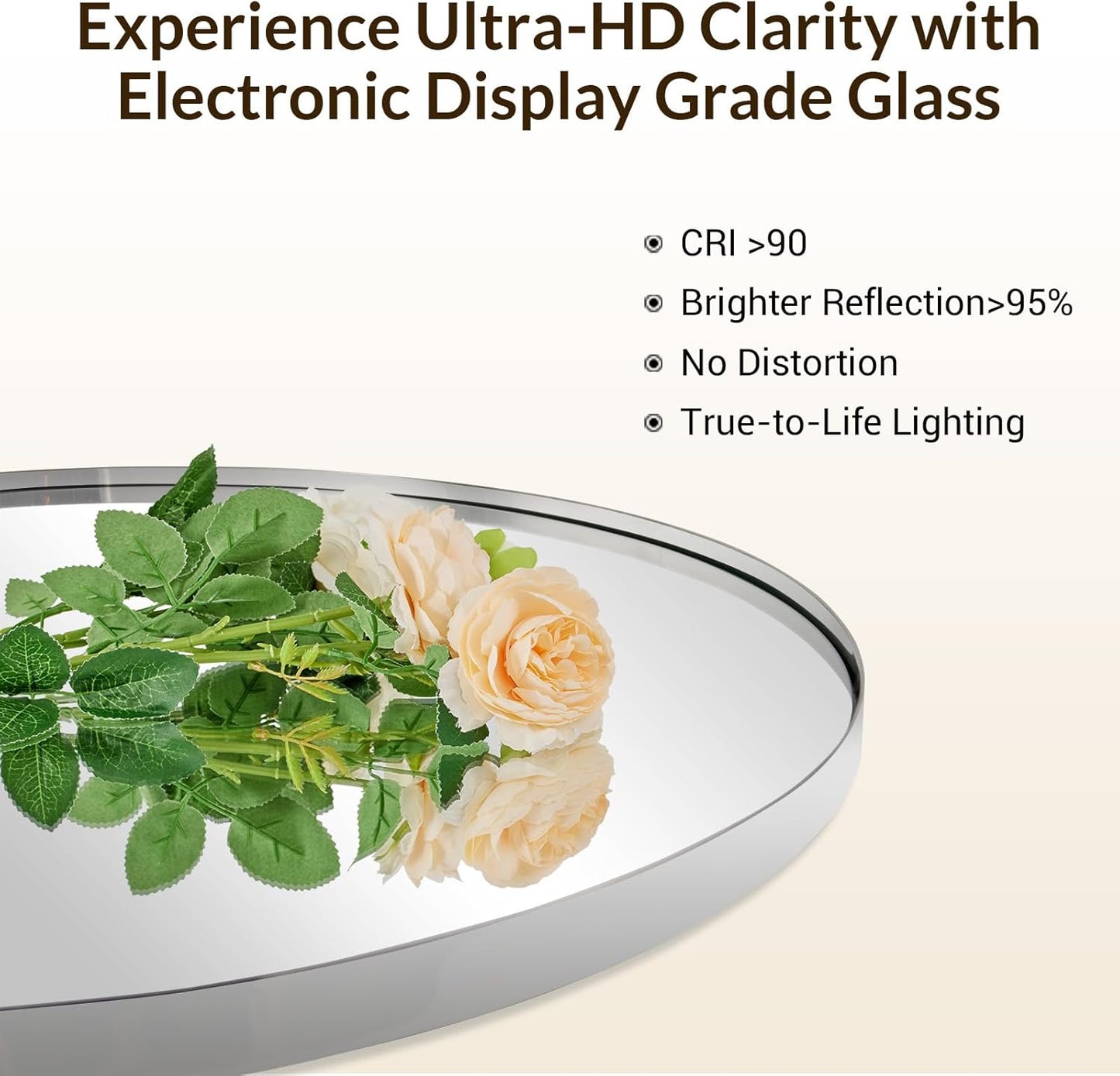 ANDY STAR Brushed Nickel Oval Bathroom Mirror, 20x33 inch Pill-Shaped Mirror for Wall HD Reflection Metal Frame Mirror for Bathroom Hang Vertical or Horizontal