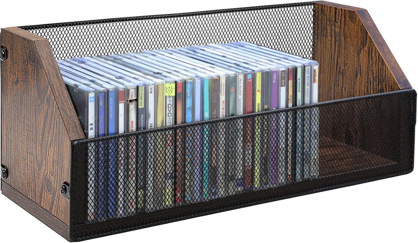 CD Storage Rack - CD Storage Case Holds 38 Full Case CDs, 76 Slim Case CDs, Desktop or Closet CD Stand, CD Display for Blu-Ray | Video Game Cases | Papers | Cards