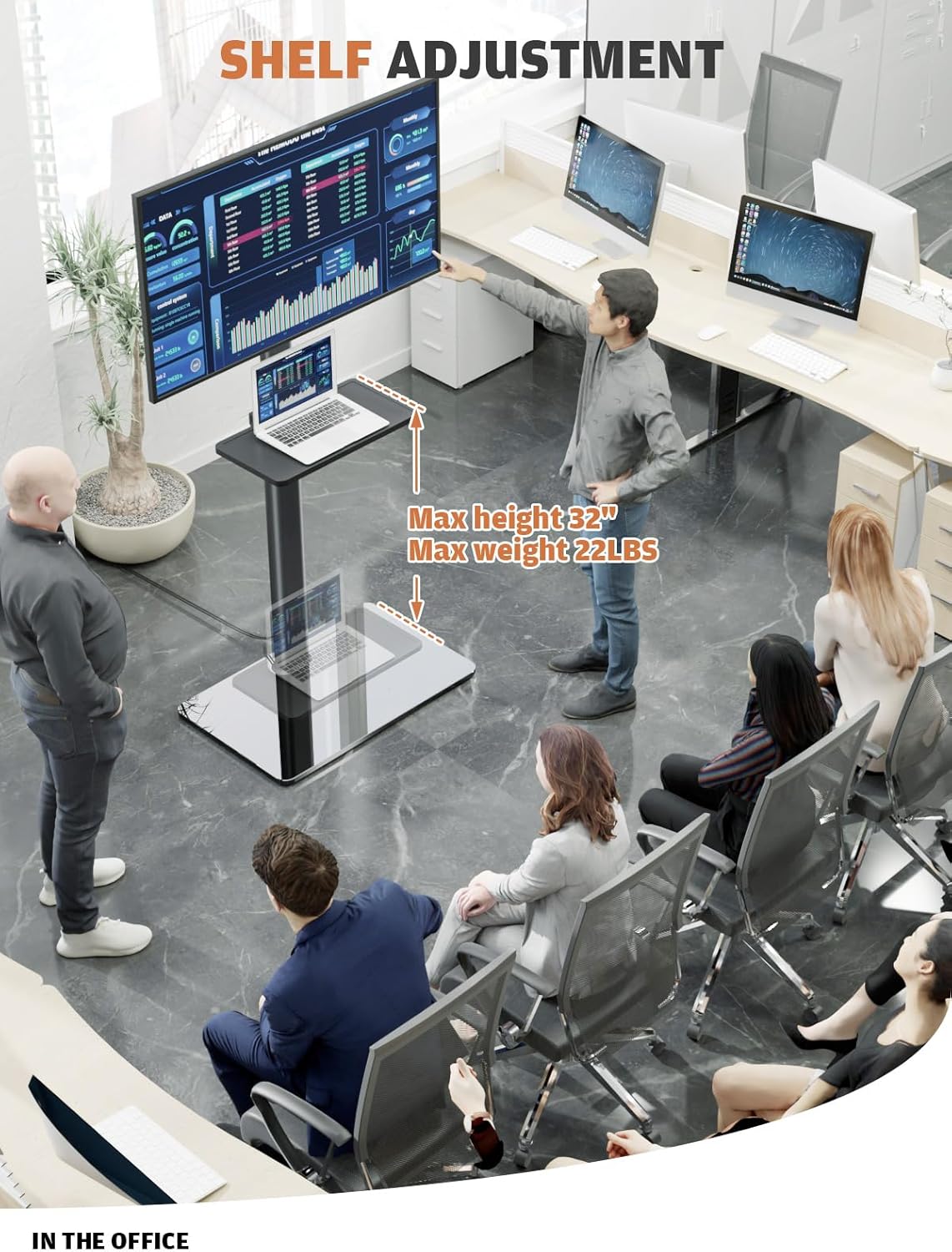 Universal Floor TV Stand with Mount 80 Degree Swivel Height Adjustable and Space Saving Design for Most 27 to 65 inch LCD, LED OLED TVs, 2 Shelves Perfect for Corner & Bedroom HT2002B